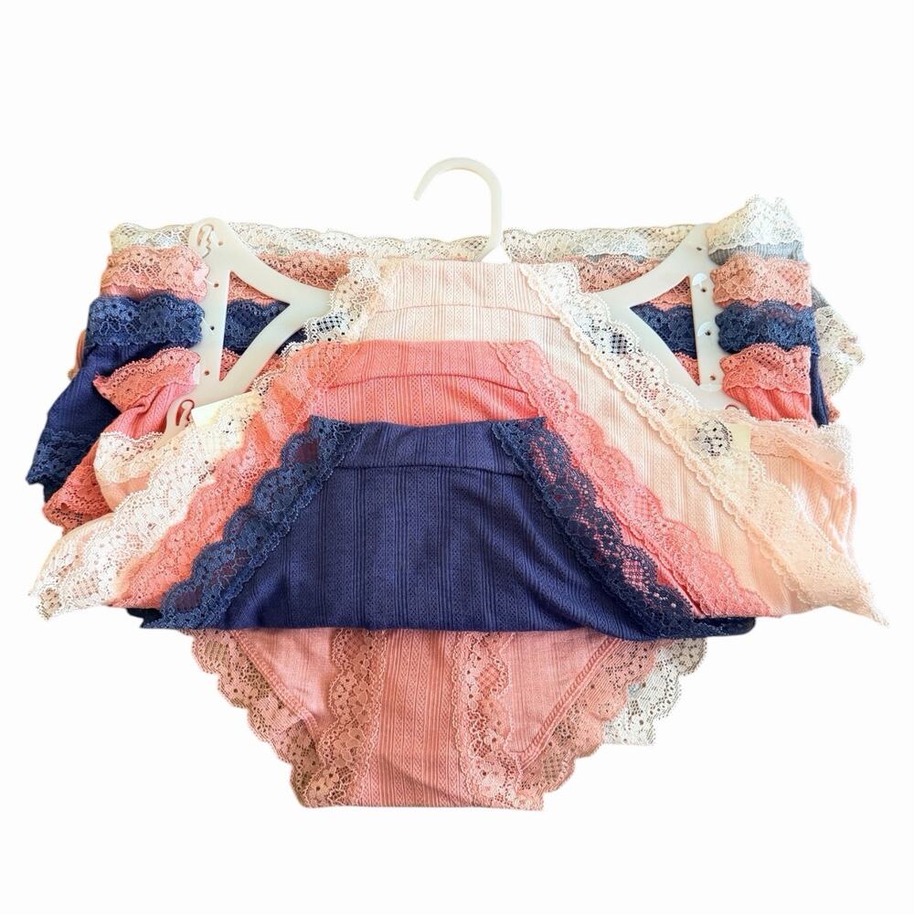 Laura Ashley Super Soft Lace Trim Bikini Panties 5-Pack Large Rayon & Spandex - Picture 3 of 5